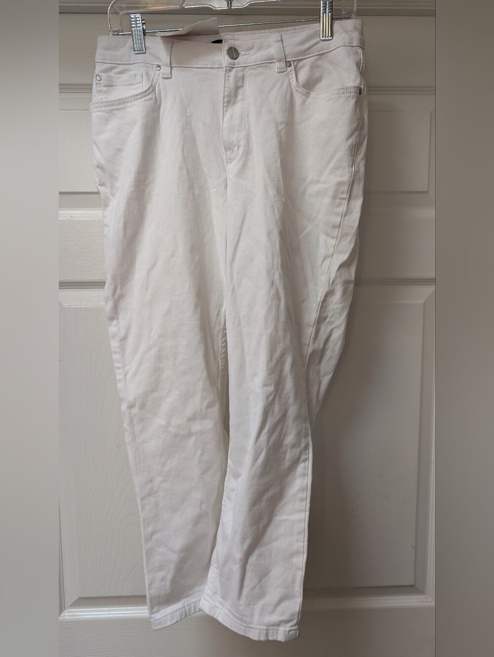 NWT Jones New York Signature Lexington Cuffed Capri Pants Soft White Size 10